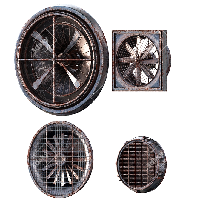 Weathered Exhaust Fan 3D Model 3D model image 1