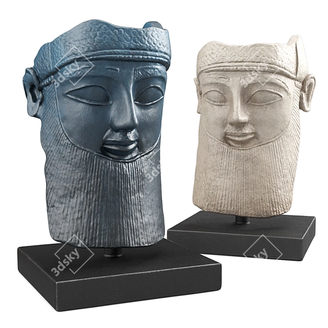 Ancient Assyrian Man Sculpture Mask 3D model image 7