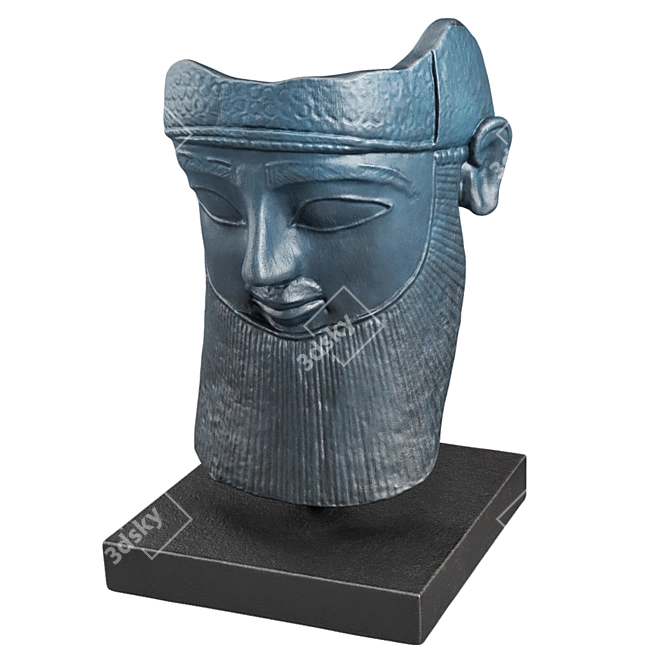 Ancient Assyrian Man Sculpture Mask 3D model image 8