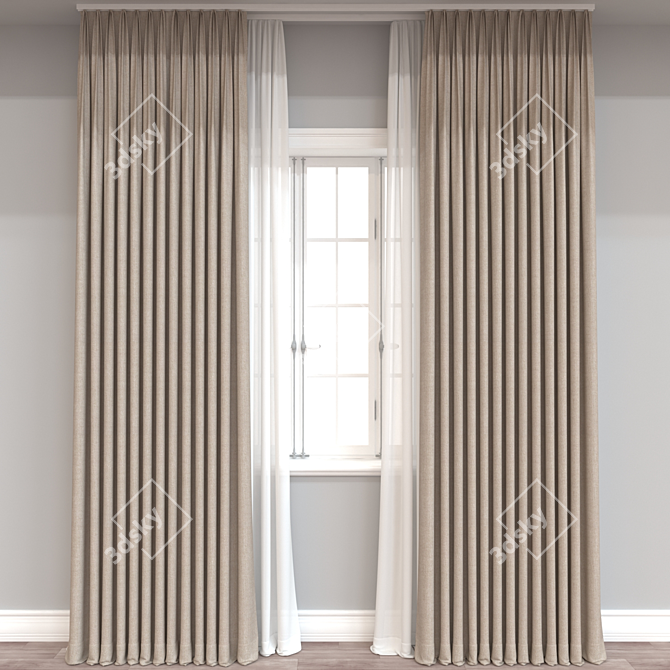 Modern 3D Curtain Model(Vector Mesh) 3D model image 1