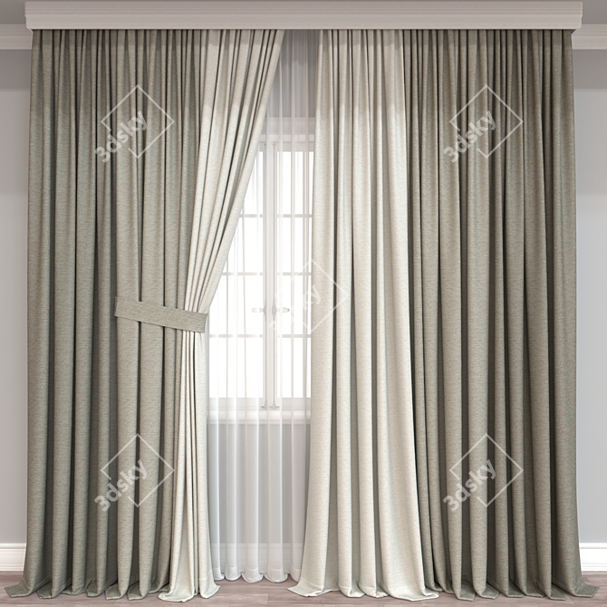  Versatile 3D Curtain Model 3D model image 1