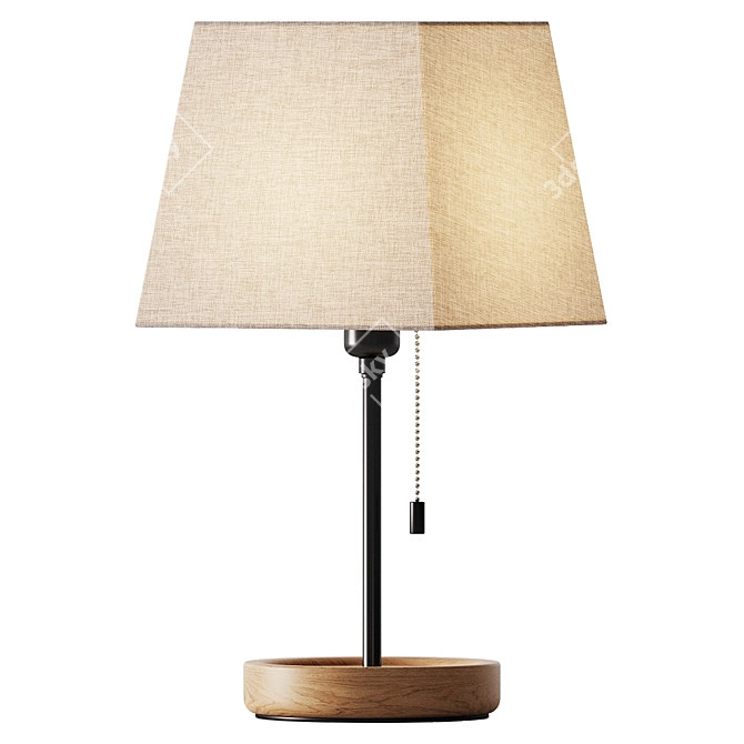 Rustic Solid Wood Desk Lamp 3D model image 1