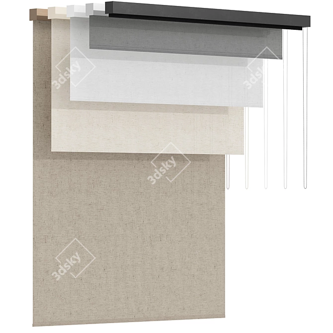 Bandalux Roller Blinds Set 02 3D model image 5