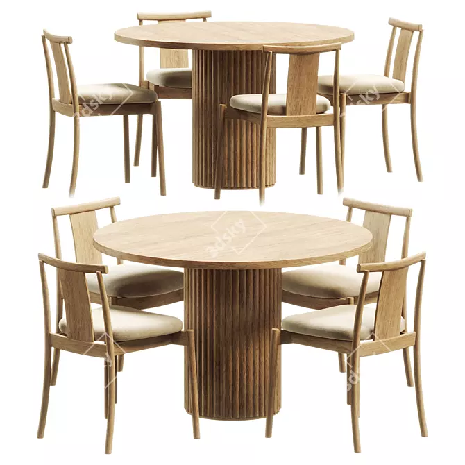 Sleek Gilta Pedestal Dining Set 3D model image 1