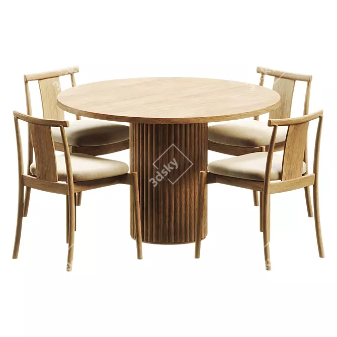 Sleek Gilta Pedestal Dining Set 3D model image 2