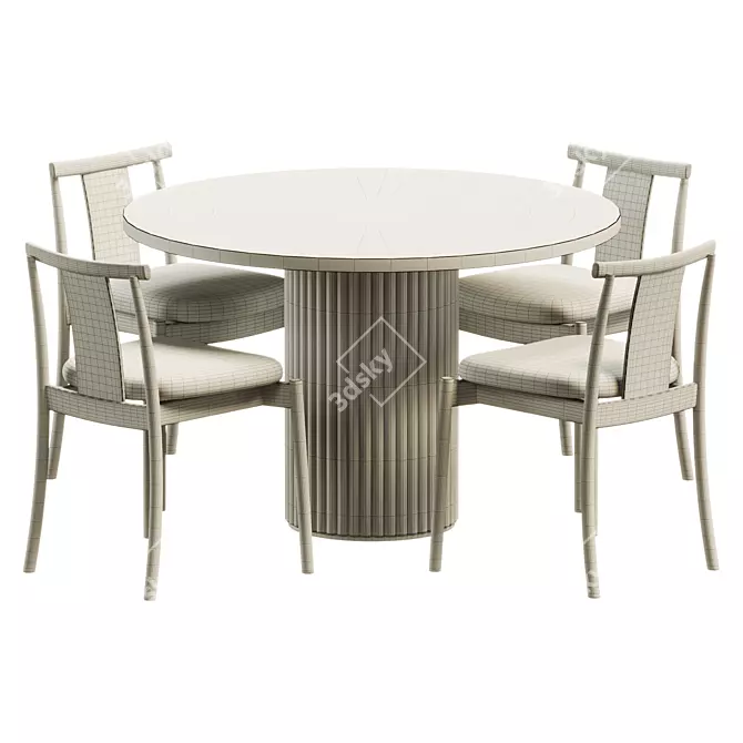 Sleek Gilta Pedestal Dining Set 3D model image 5