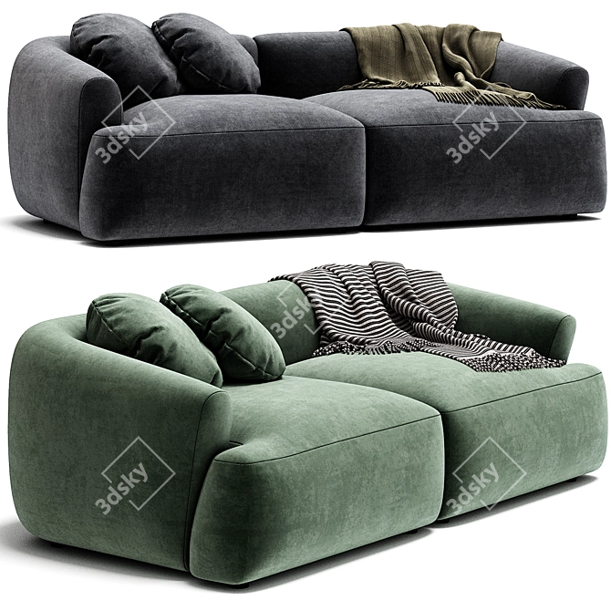 Sofia 2-Seat Modular Sofa 3D model image 2