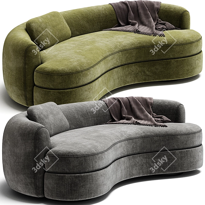 Modern Curved Sofa Design 3D model image 2