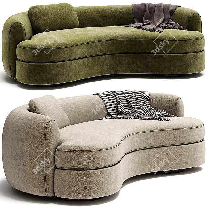 Modern Curved Sofa Design 3D model image 5