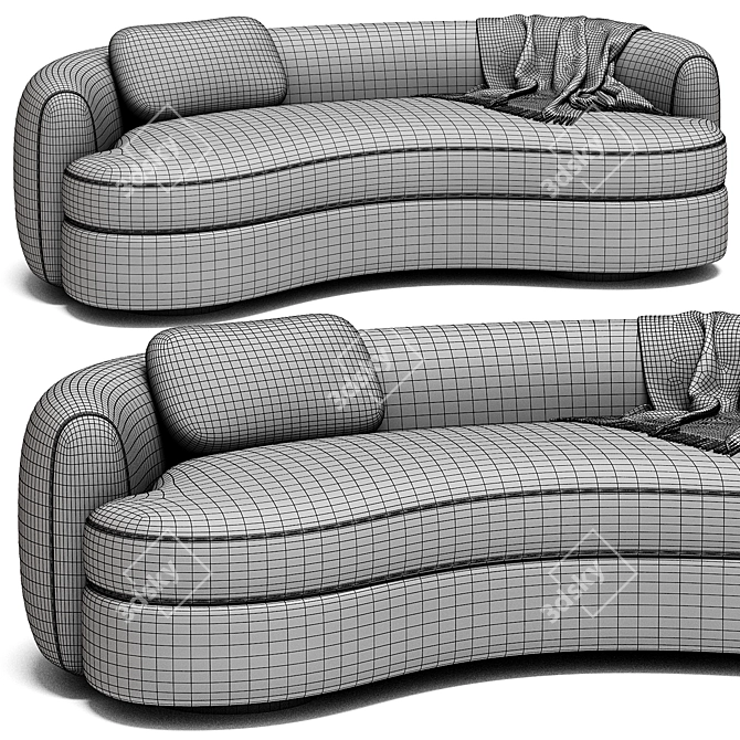 Modern Curved Sofa Design 3D model image 6