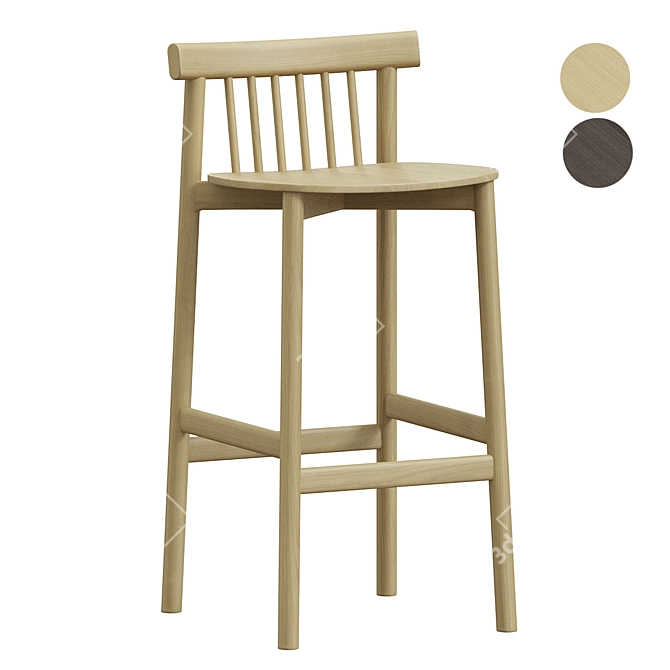 Modern Minimalist Pind Bar Stool 3D model image 1