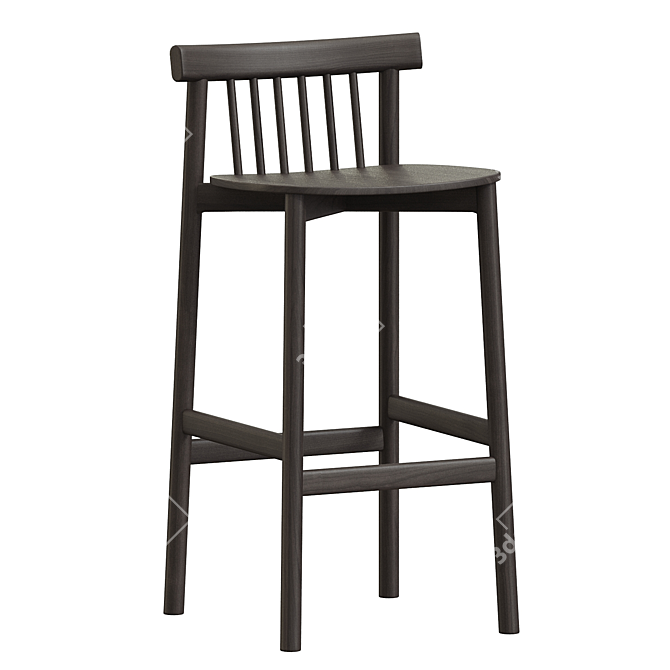 Modern Minimalist Pind Bar Stool 3D model image 2