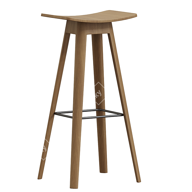 Modern Scandinavian HC1 Bar Stool 3D model image 2