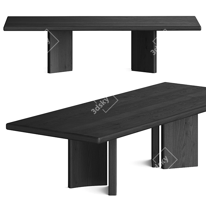 Modern Four Hands Dining Table 3D model image 1