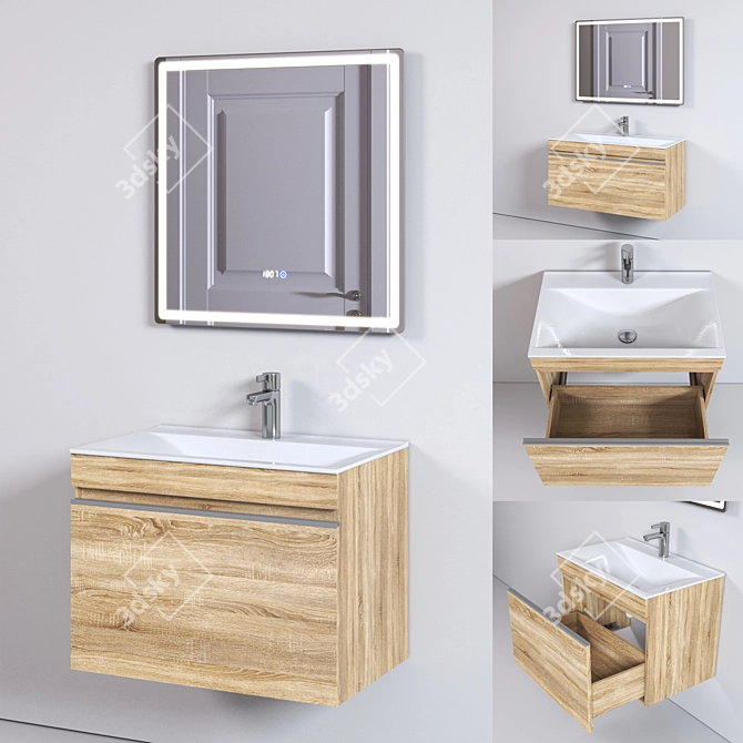 Pulsus Storage Drawer System Oak 3D model image 2