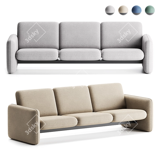 Wilkes Modular 3 Seater Sofa 3D model image 1