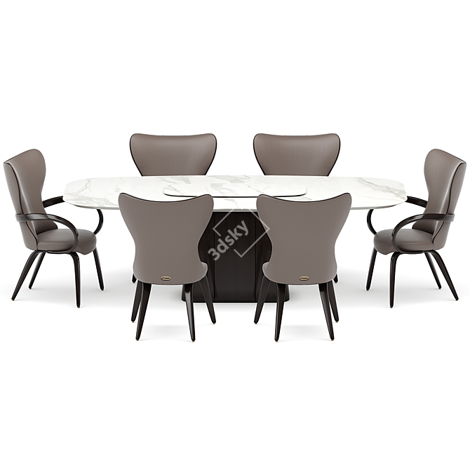 Elegant Dining Set with Statuario Table 3D model image 1