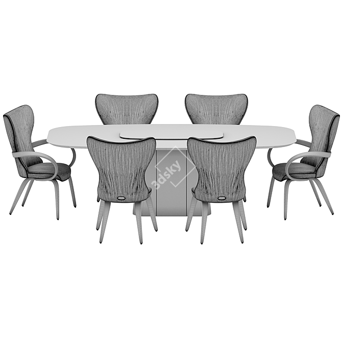 Elegant Dining Set with Statuario Table 3D model image 5