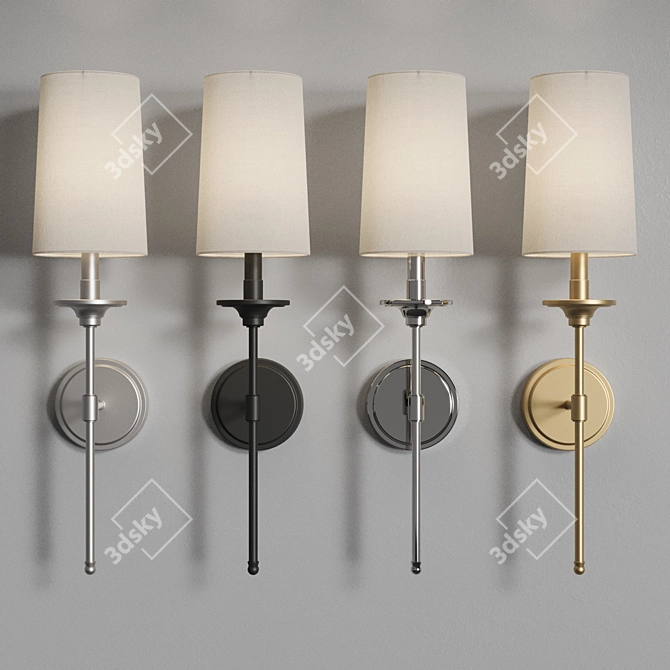 Elegant Transitional Black Wall Sconce 3D model image 4