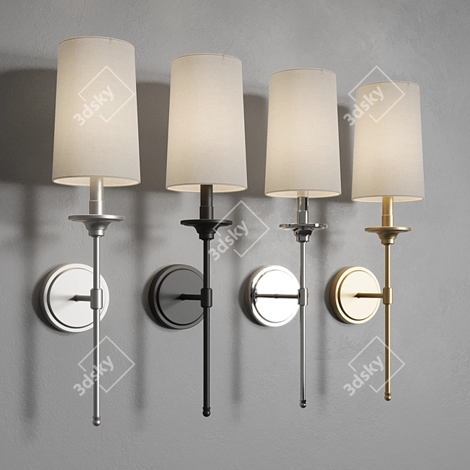 Elegant Transitional Black Wall Sconce 3D model image 5