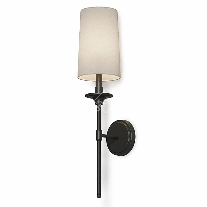 Elegant Transitional Black Wall Sconce 3D model image 6