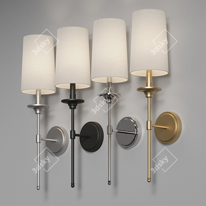 Elegant Transitional Black Wall Sconce 3D model image 10