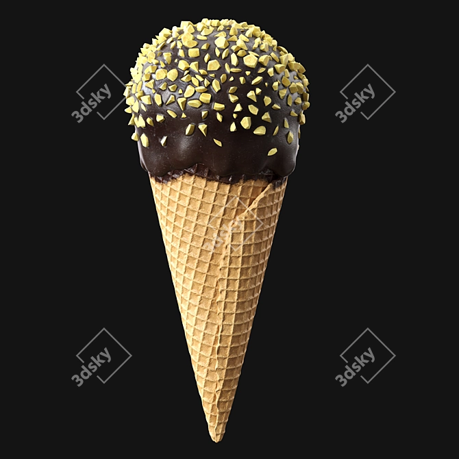 Description Translation: Ice cream cones in chocolate glaze with nuts. Waffle material uses displacement for close-ups, adjust size measurements for distant shots.

 3D model image 8