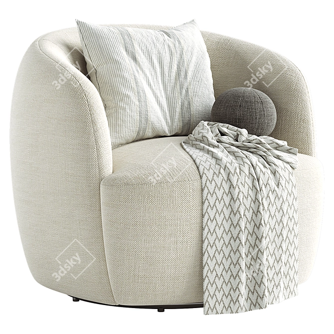 Elegant Gwyneth Swivel Chair 3D model image 3