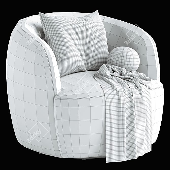 Elegant Gwyneth Swivel Chair 3D model image 6