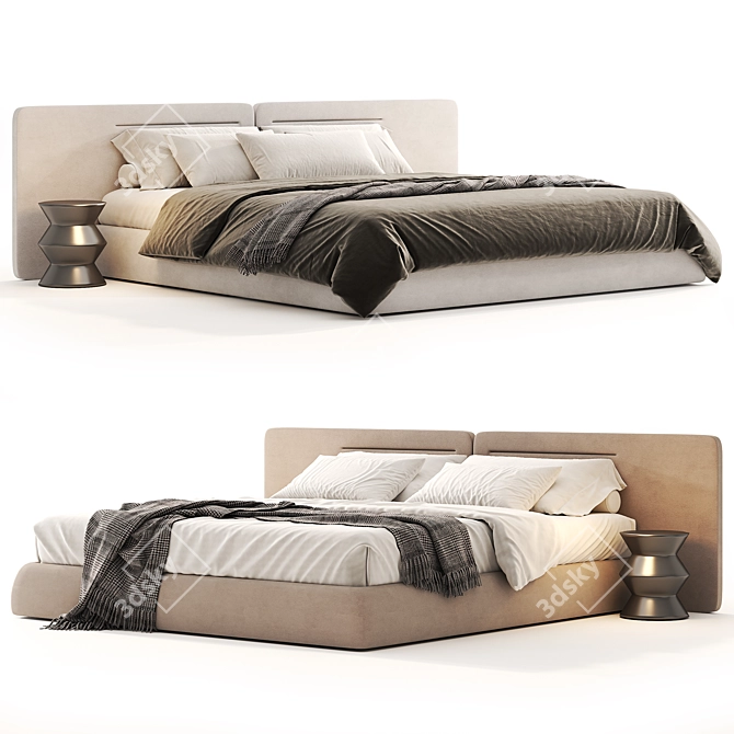 Snow Boucle Bed Downloadable 3D Model 3D model image 1