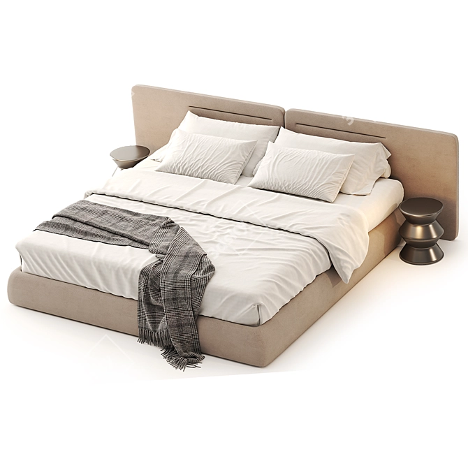 Snow Boucle Bed Downloadable 3D Model 3D model image 2