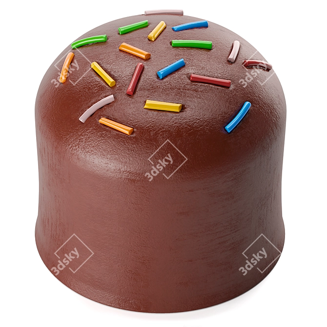 Italian Designer Chocolate Pouf 3D model image 4