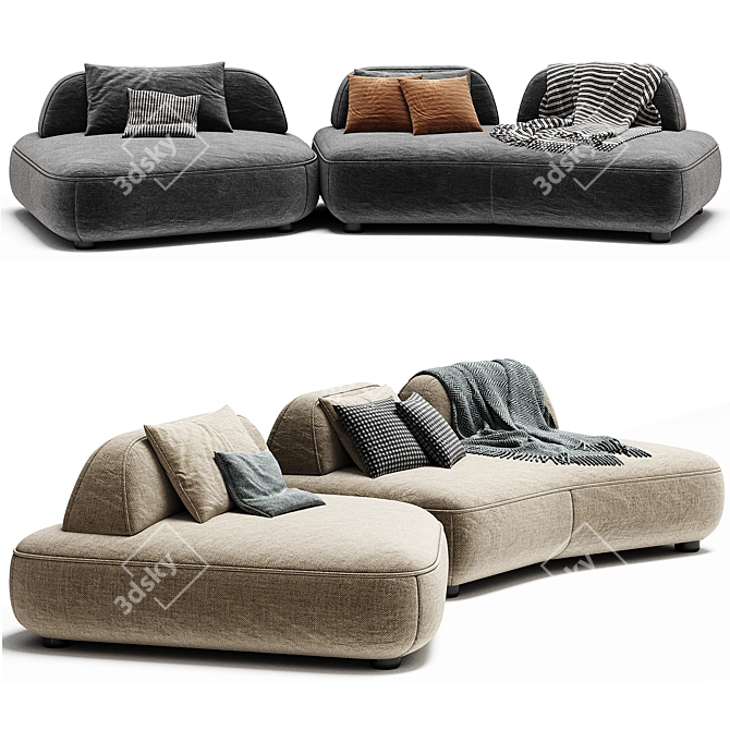 Eichholtz Residenza Curved Modern Sofa 3D model image 2