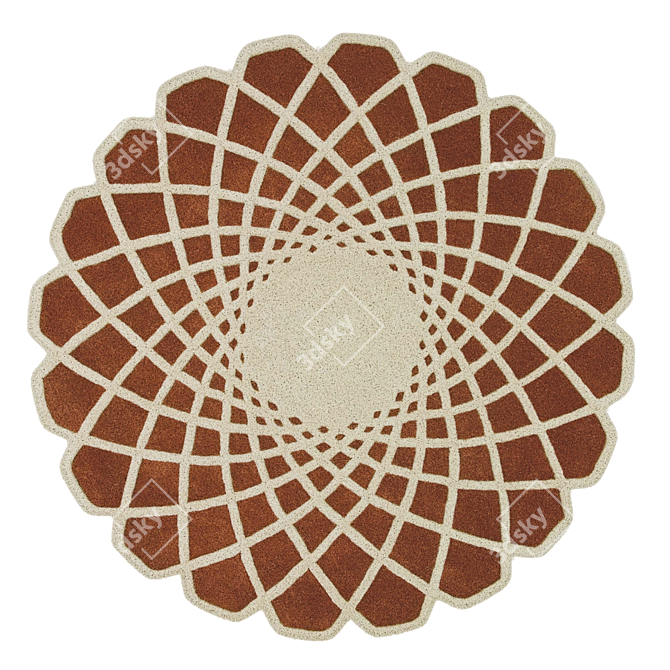 Handmade Wool Ellipse Rug 3D model image 1