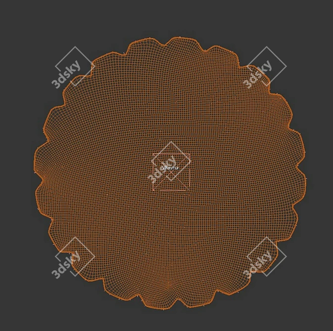 Handmade Wool Ellipse Rug 3D model image 3