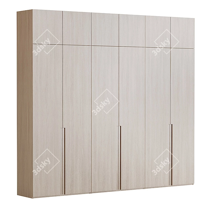 Customizable Modern Wooden Wardrobe Cabinet 3D model image 1