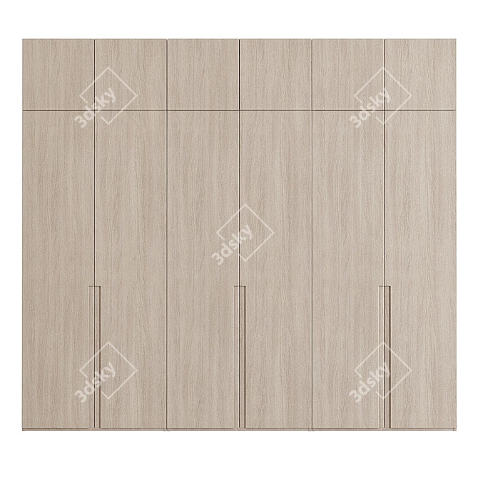 Customizable Modern Wooden Wardrobe Cabinet 3D model image 2