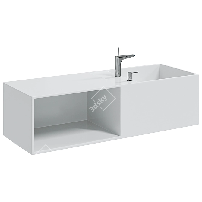 Modern Mineral Cast Washbasin with Storage 3D model image 2