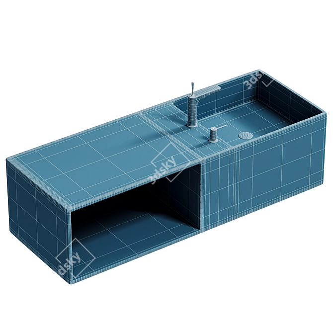 Modern Mineral Cast Washbasin with Storage 3D model image 4