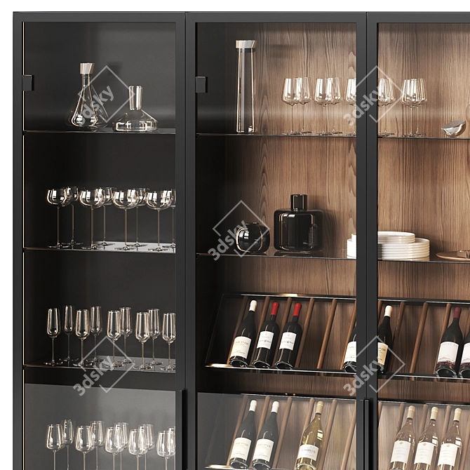 Elegant Wine Cabinet Set 3D model image 3