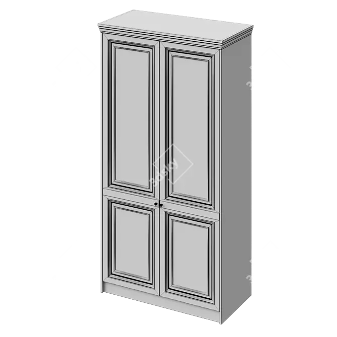 Adaptable Neoclassic Wardrobe 3D model image 2