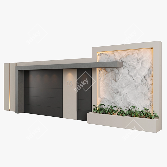 Modern House Facade with Greenery 3D model image 1