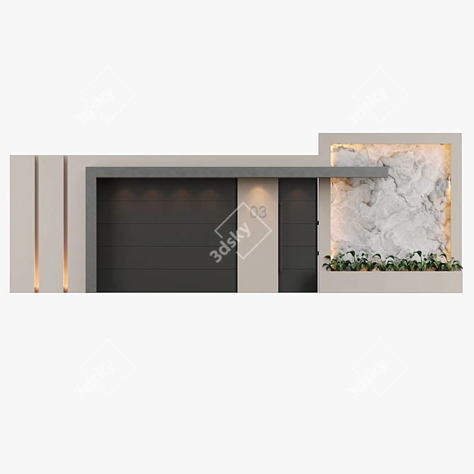 Modern House Facade with Greenery 3D model image 3