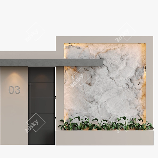 Modern House Facade with Greenery 3D model image 5