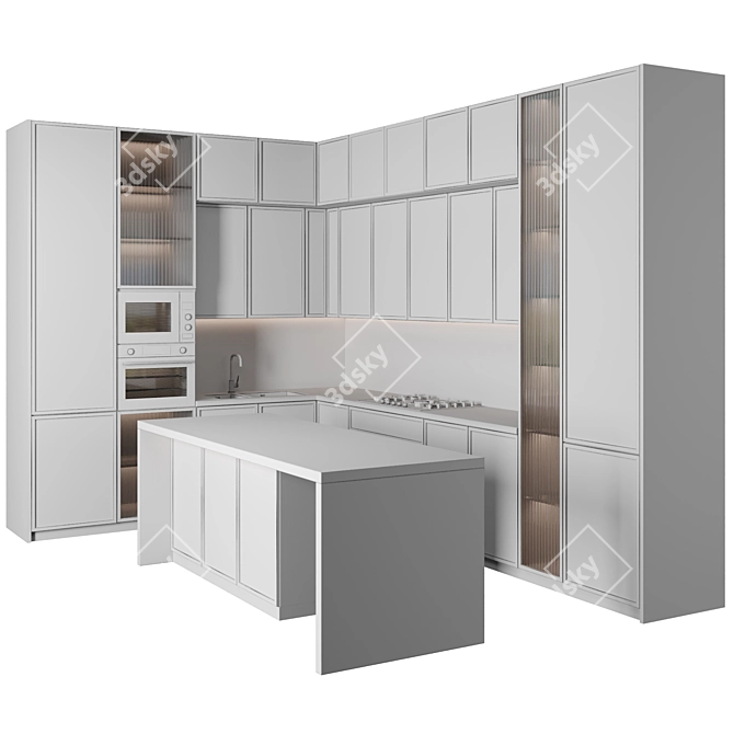 Modular High-Quality Kitchen Set 3D model image 6