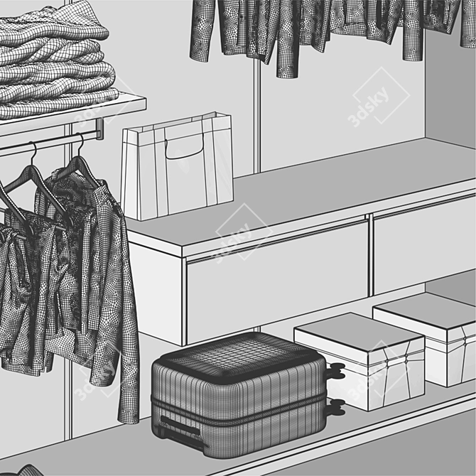 Bright Open Wardrobe Room 3D model image 6