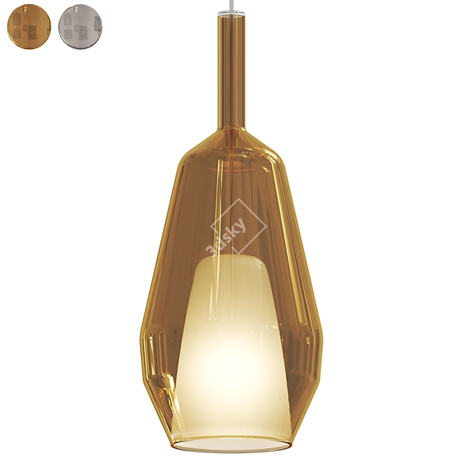 Elegant Black Gold Pendant Light 3D model image 1