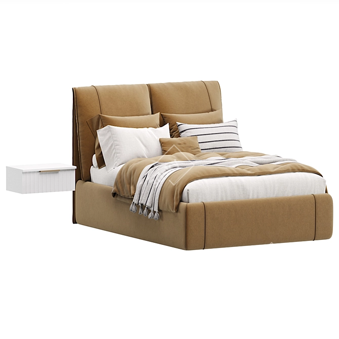 Vailor 160 Velvet Upholstered Bed 3D model image 4