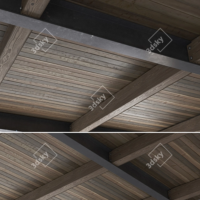 Premium Wood Ceiling Beams 3D model image 1