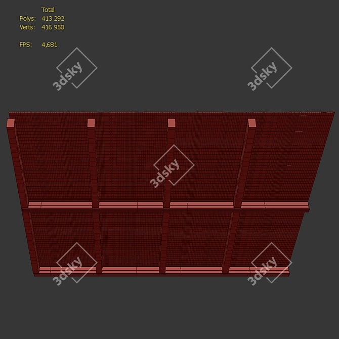 Premium Wood Ceiling Beams 3D model image 2